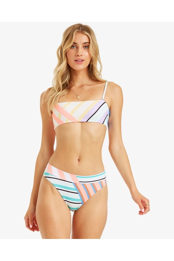 Women's Break A Dawn Striped Tube Bandeau Bikini Top (Medium, Multi)
