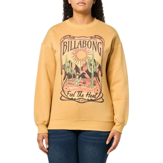 Billabong Women's Desert Drifter Pullover Hooded Fleece Yellow Sweatshirt S