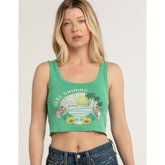 Billabong Women's Keep Shining Cropped Tank Top Tee T-Shirt (X-Small, Green)