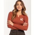 thumbnail image 1 of Billabong Women's Magic Swell Waffle Knit Crop Long Sleeve Thermal Top Shirt (Medium, Burnt Red), 1 of 6