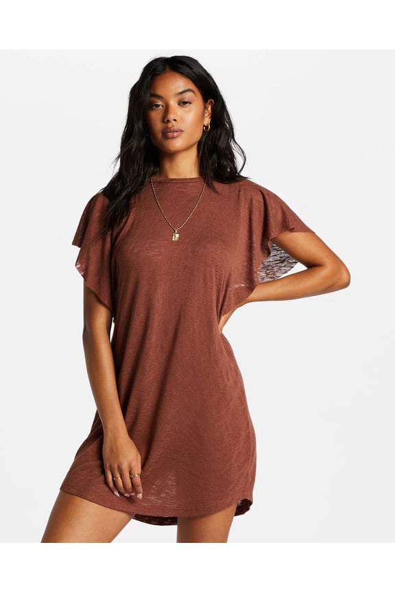 Women's Out For Waves Relaxed Fit Beach Cover-Up Dress (Large, Mocha (Brown))