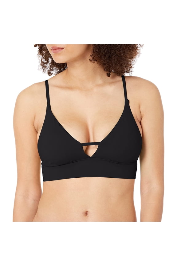 Women's Standard Sol Searcher V Neck Cami Bikini Top, Black Pebble, S