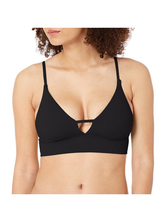 Women's Standard Sol Searcher V Neck Cami Bikini Top, Black Pebble, S
