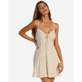 thumbnail image 1 of Billabong Women's Sunny Garden Daisey Floral Rib Knit A-Line Fit Mini Dress (Large, Salt Crystal (Off White)), 1 of 4