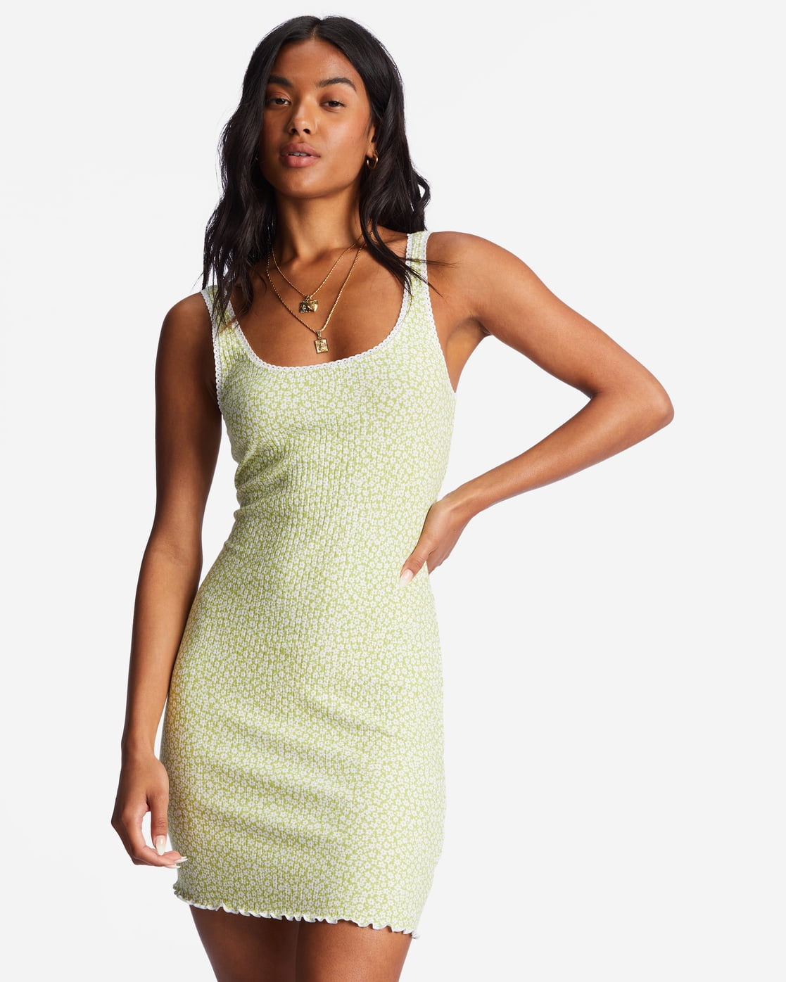 billabong green floral dress Floral Trip Mini Dress - Cactus main image 0