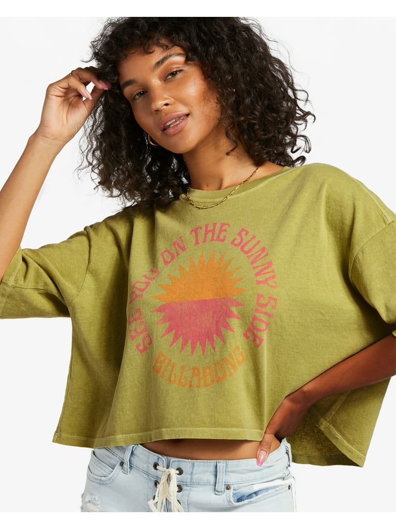 Billabong Women's True Cropped Oversized Boyfriend Relaxed Fit Tee