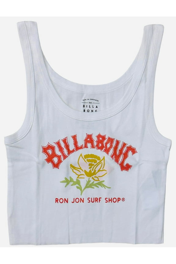 Women's X Ron Jon Surf Shop Know The Way Cropped Tank Top Tee T-Shirt (X-Small, White)