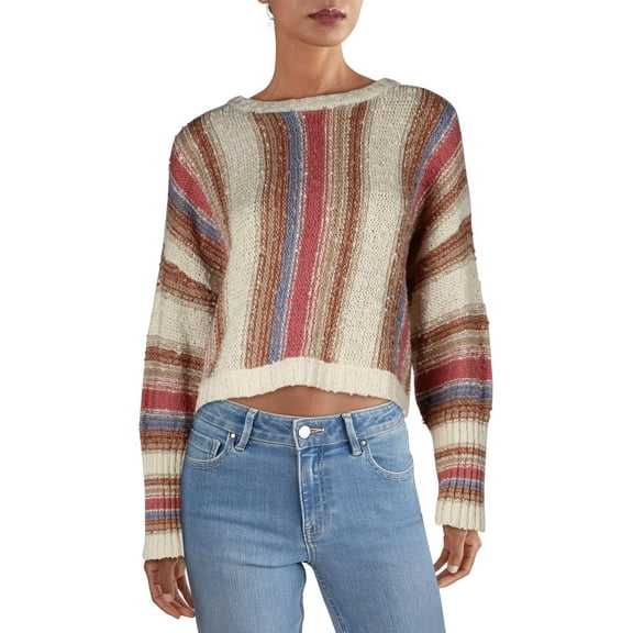Billabong Womens Easy Going Striped Knit Pullover Sweater Beige S