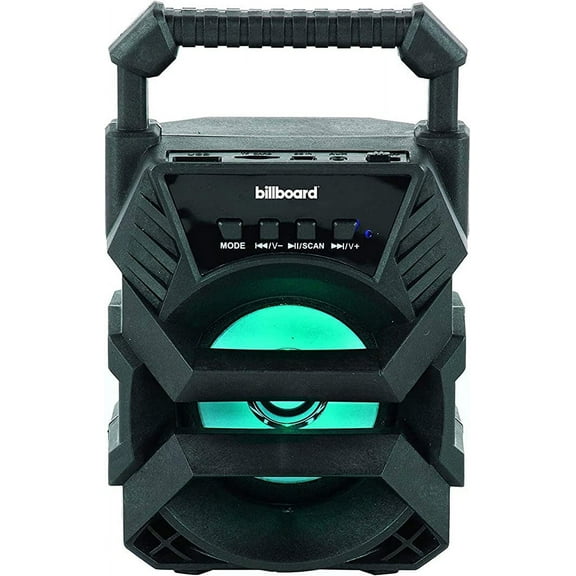 Billboard 3" Portable Party Bluetooth Speaker with Enhanced Bass, USB, Micro SD, Aux and LED Light