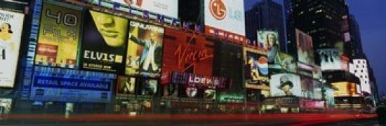 Billboards On Buildings In A City Times Square NYC New York City New York State USA Canvas Art - Panoramic Images (36 x 12)