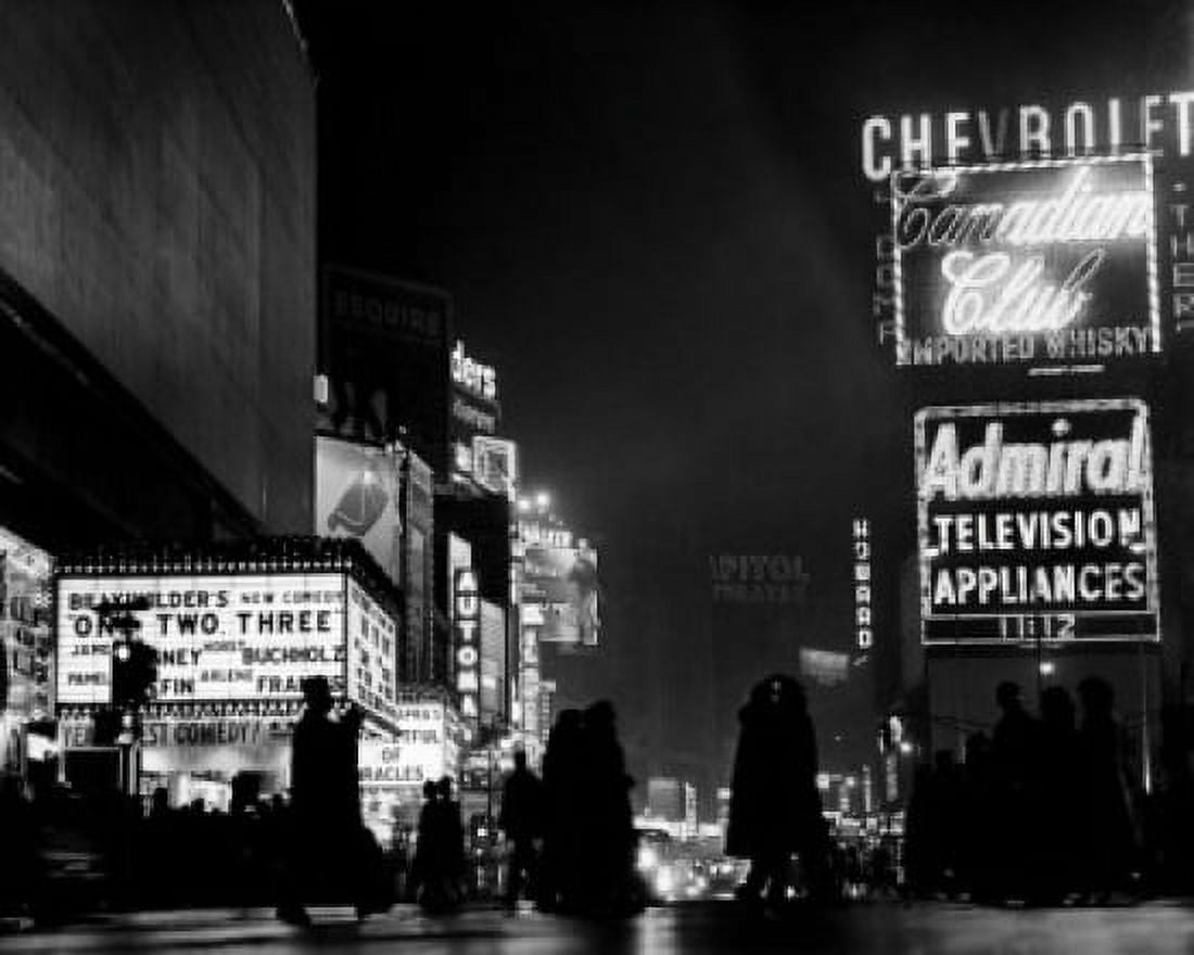 Billboards in a street lit up at night Times Square Manhattan New York City New York USA Canvas Art - (24 x 36)
