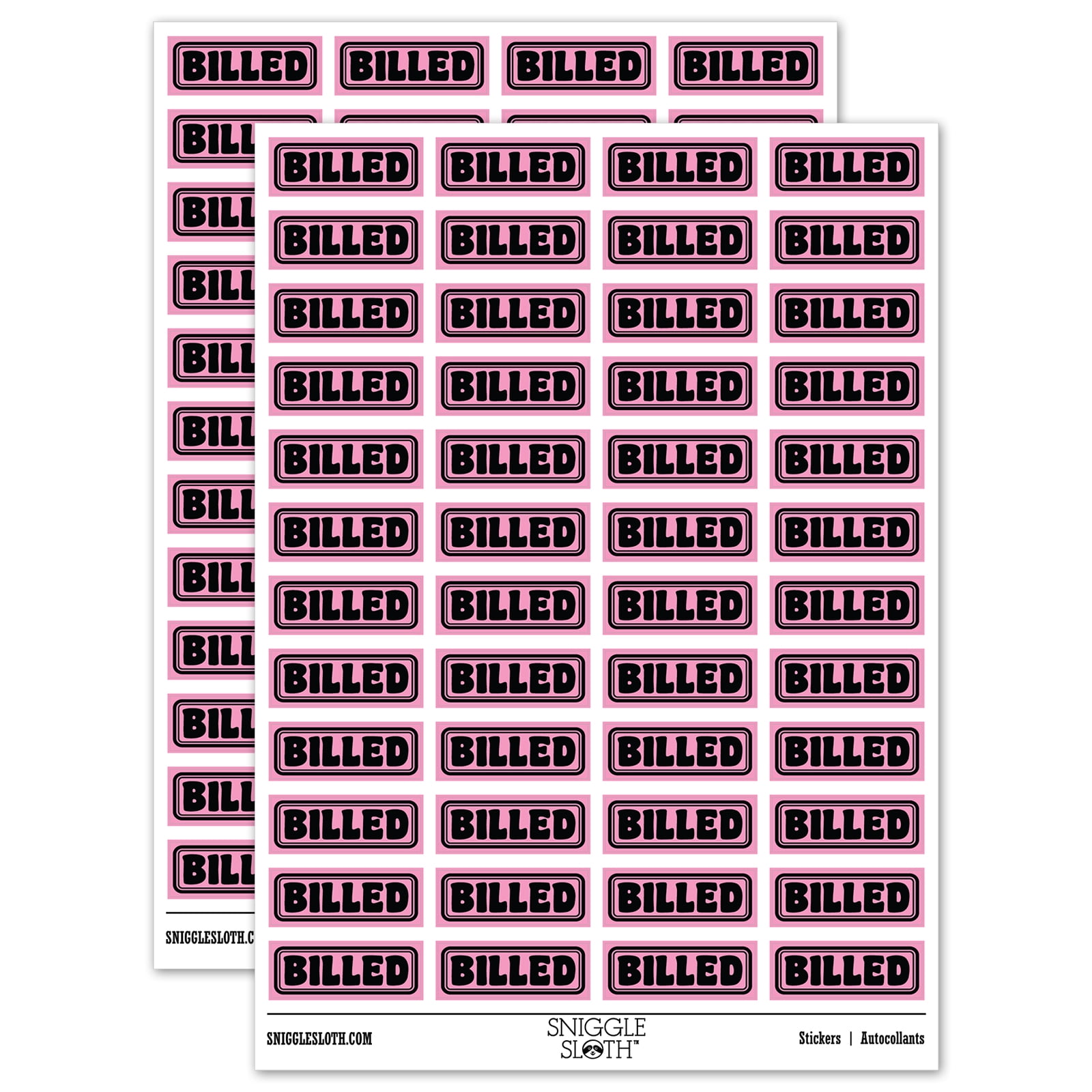 Billed Bold Double Border Invoiced Sticker Set - Light Pink - Matte ...