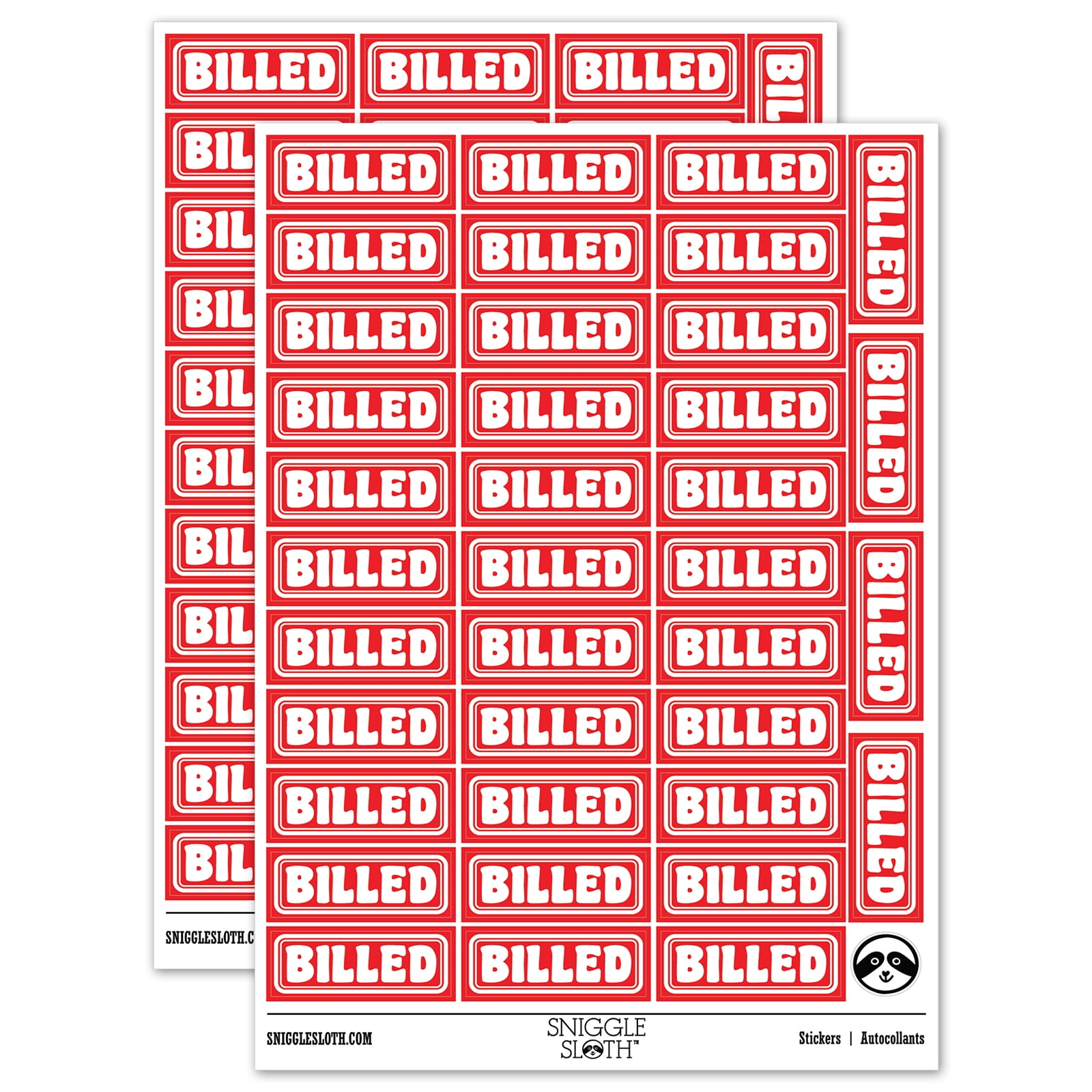 Billed Bold Double Border Invoiced Sticker Set - Red - Gloss Finish - 1 ...