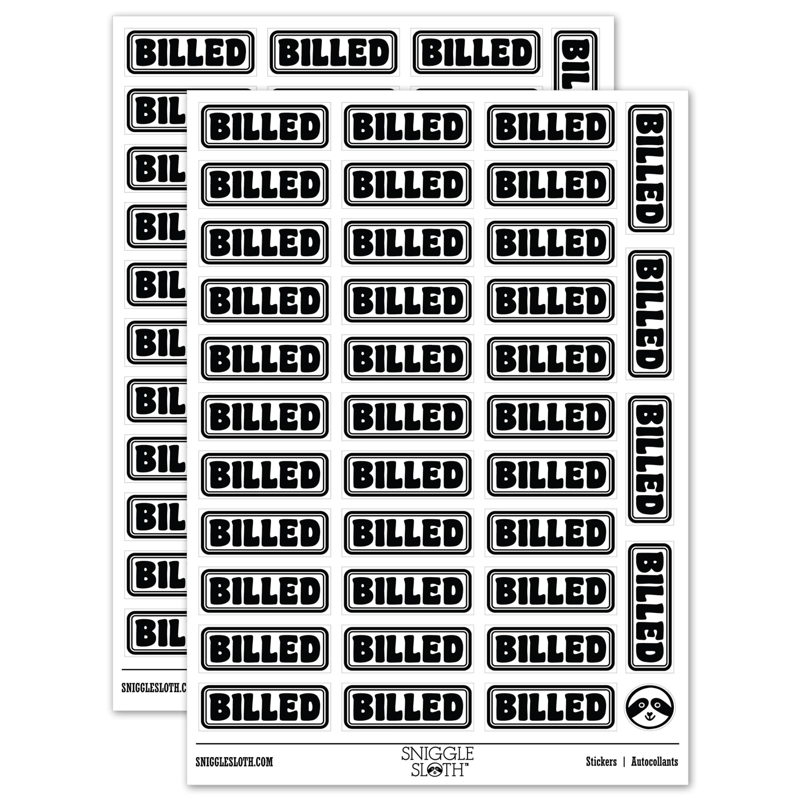 Billed Bold Double Border Invoiced Sticker Set - White - Gloss Finish ...
