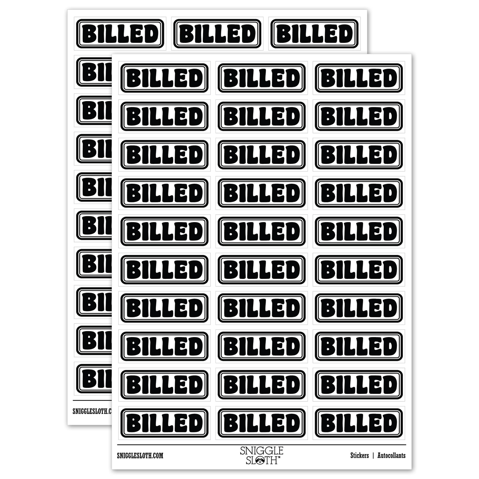 Billed Bold Double Border Invoiced Sticker Set - White - Gloss Finish ...