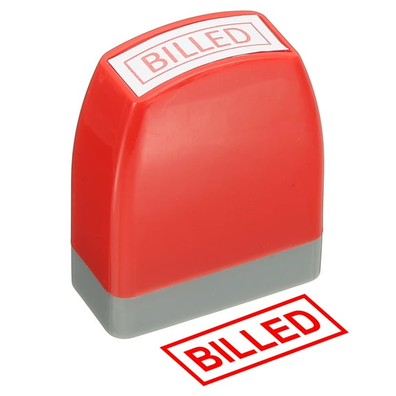 Billed Notice Stamp Self Inking, Red Ink Office Stamps Pre Inked Message Stamp Refillable Business Stamp, Red