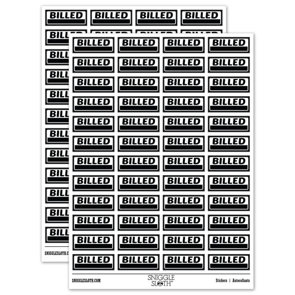 Billed with Blank Space Fill-in Invoiced Sticker Set - Black - Matte Finish - 1.25" Mini