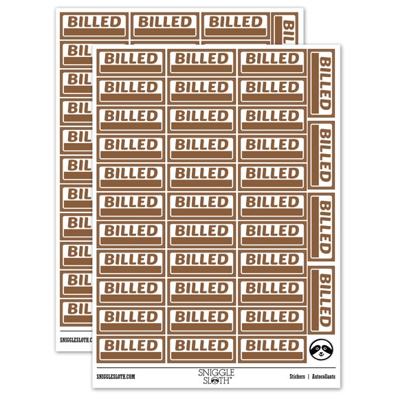 Billed with Blank Space Fill-in Invoiced Sticker Set - Brown - Matte Finish - 1.5" Small