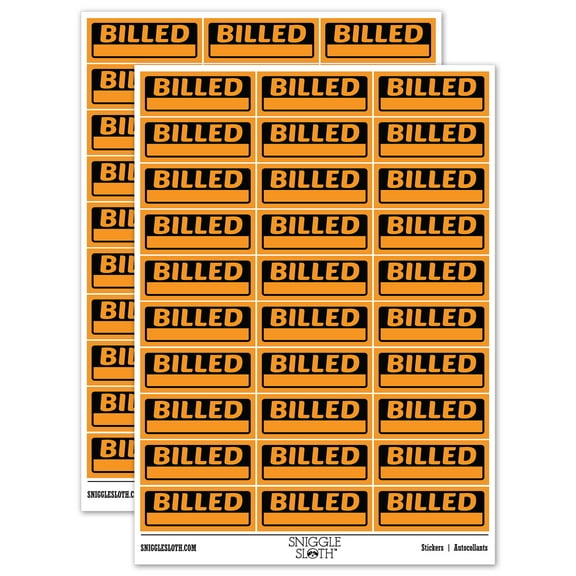 Billed with Blank Space Fill-in Invoiced Sticker Set - Orange - Matte Finish - 1.75" Medium