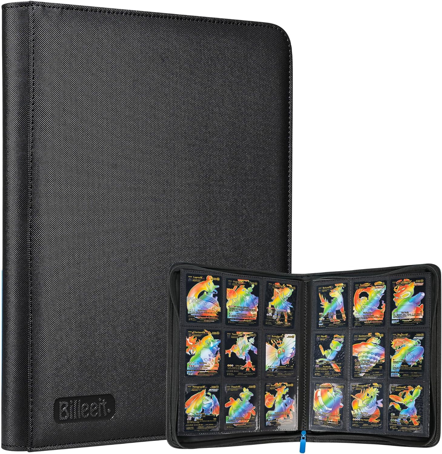 Billeeit Premium Zipper Trading Card Binder Compatible with Pokemon Card and Sport Card, 9 Pocket 540 Side-Loading Slots Card Album Holder, Ringless Game Trading Card Protective Organize Folder, BLACK