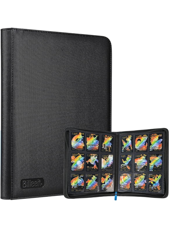 Premium 1000+ Card Trading Binder - 16-Pocket Side Loading Zippered Album For Pokemon, Yu-Gi-Oh, MTG (Green)