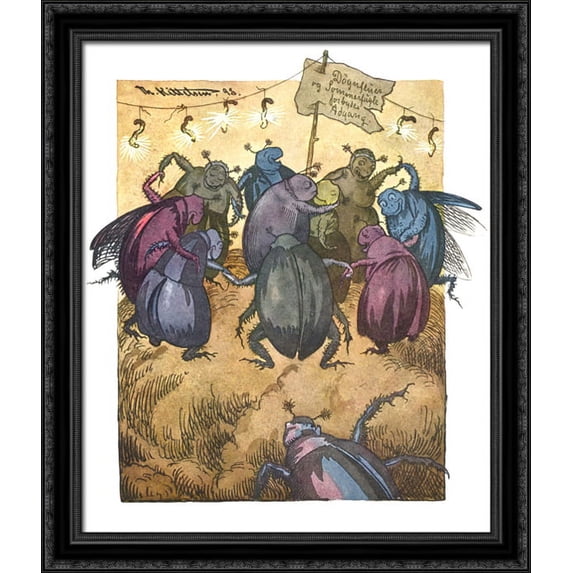 Billenes Sankthansfest 28x32 Large Black Ornate Wood Framed Canvas Art by Theodor Severin Kittelsen