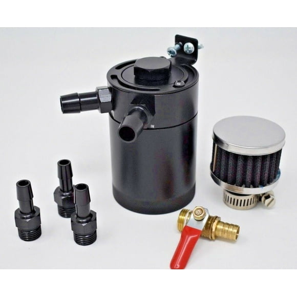 Billet Aluminum Baffled Oil Catch Can Reservoir Tank Racing 2-Port Catchcan USA