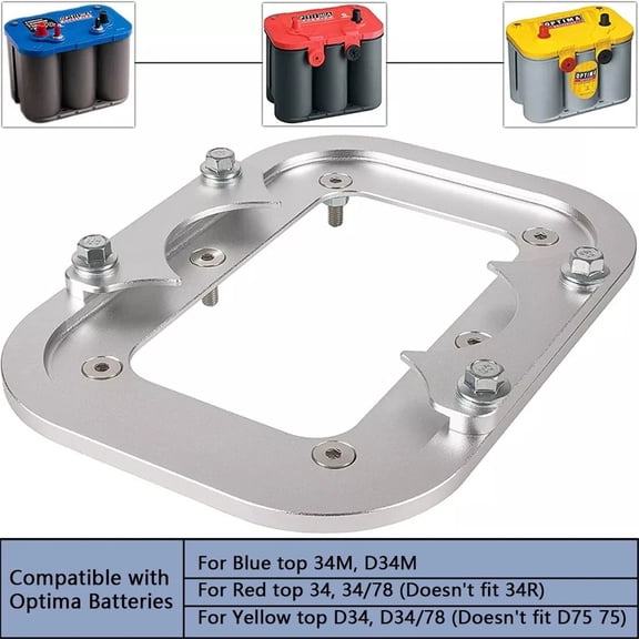 Billet Aluminum Battery Tray for Optima Blue Top Red Top Yellow Top, 11.2 x 7.9 Inches, Includes Hardware, 1 Tray