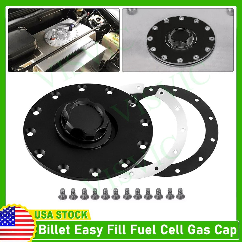 Billet Aluminum Easy Fill Fuel Cell Gas Cap 160mm with 12-Hole Cell Bung Replace