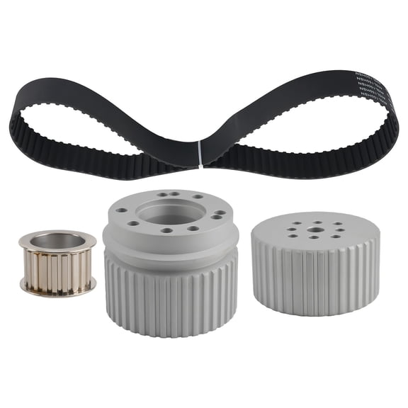 Billet Aluminum Gilmer Belt Drive Pulley Kit for Small Block Chevy 283 327 350 400, Includes Crank & Water Pump Pulleys with 40.5" Cogged Belt, Fits Long Water Pump 5/8" Shaft, 55118171