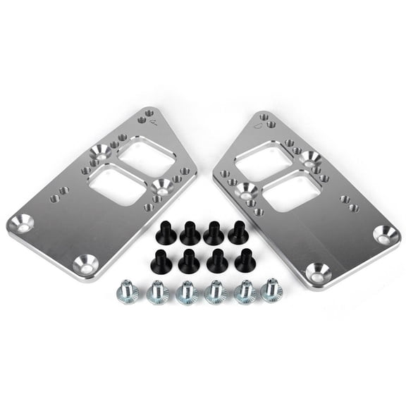 Billet Aluminum Motor Mount Adapter Plates for LS Swap, CNC 6061 Alloy with 4 Adjustable Positions for SBC/BBC Chassis and LS1/LS2/LS3/LS6 Engines(Silver+Black)