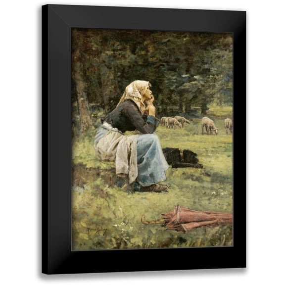 Billet, Pierre 14x18 Black Modern Framed Museum Art Print Titled - A Young Shepherdess