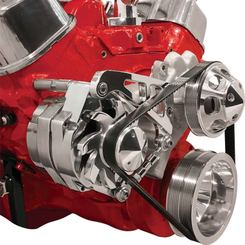 Billet Specialties Polished Alternator Bracket – Low Driver's Mount – SBC Short Water Pump