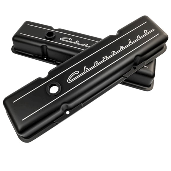 Billet Specialties Valve Cover SBC Short Chevrolet Logo Black