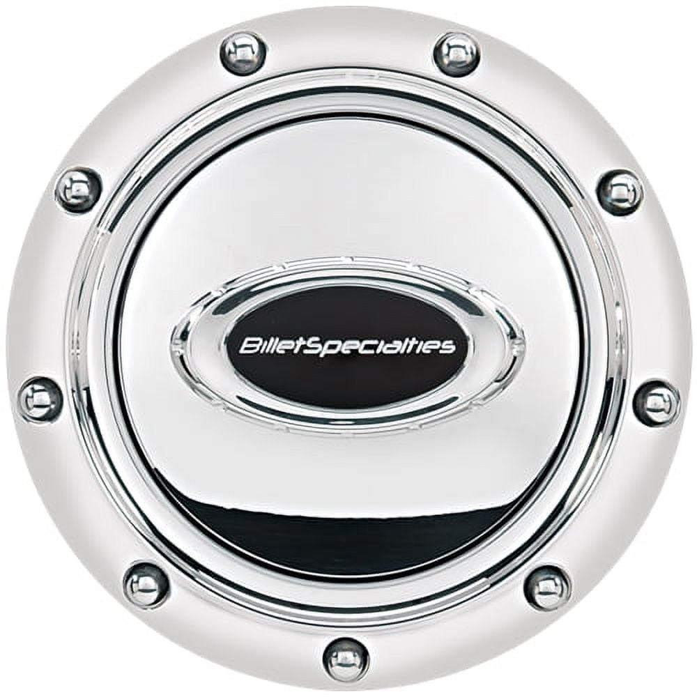 Billet Specialties Horn Button Riveted Polished w/Black Logo Billet Specialties Horn Button Riveted Polished w/Black Logo