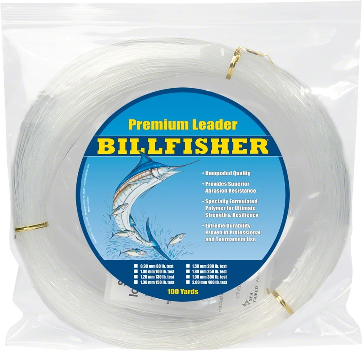 Billfisher LC100-250 Mono Fishing Leader Coil 250 lb 100 Yd Clear 1.8mm 