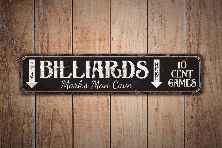 Billiard 10 Cent Sign Billiard Game Sign Vintage Style Sign Arrow Sign ...
