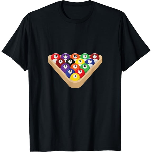 Billiard Balls Racked T-Shirt men and women can wear, black, white, gifts