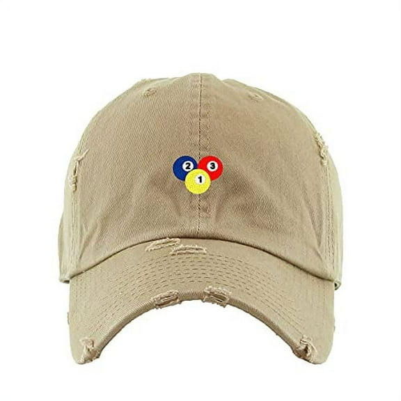 Billiard Balls Vintage Baseball Cap Embroidered Cotton Adjustable Distressed Dad Hat Khaki