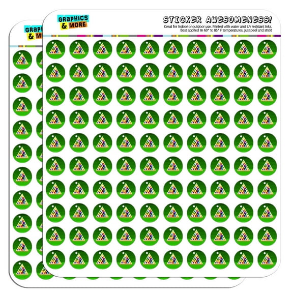 Billiard Balls and Triangle Pool Table 1/2" (0.5") Scrapbooking Crafting Stickers