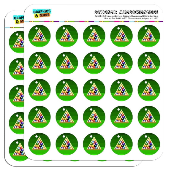 Billiard Balls and Triangle Pool Table 1" Scrapbooking Crafting Stickers