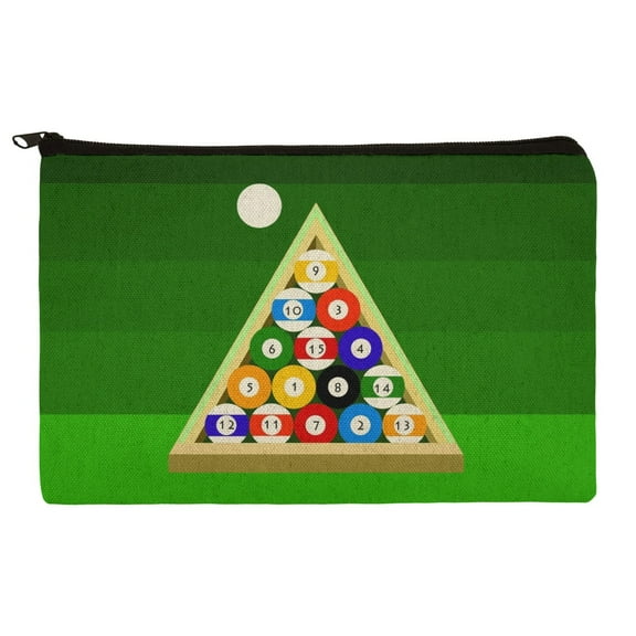 Billiard Balls and Triangle Pool Table Makeup Cosmetic Bag Organizer Pouch