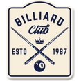 thumbnail image 1 of Billiard Club Pool Room Rec Game Tan Navy BLACK Aluminum Composite Sign 20''x24'', 1 of 9