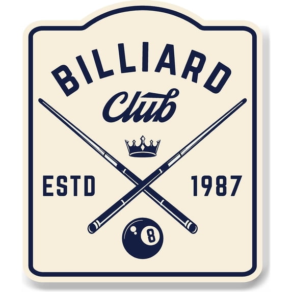 Billiard Club Pool Room Rec Game Tan Navy BLACK Aluminum Composite Sign 20''x24''