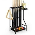 thumbnail image 1 of Billiard Cue Rack, Pool Stick Holder with Ball Storage and Drink Shelf, Metal Pool Cue Stand for Game Room, Bar, 1 of 5