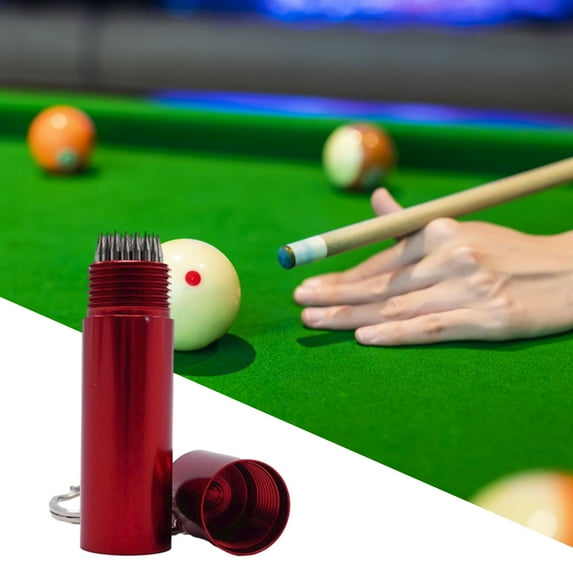 Billiard Cue Stick Tip Tool with Keychain Compact Size Portable Reusable Billiard Pool Cue Tip Shaper Aerator Tool-Red