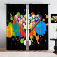 thumbnail image 1 of Billiard Game Theme Rod Pocket Window Curtain, Billiard Table and Balls Bedroom Living Room Window Drapes Fabric, Door Curtains for Door Window Cold and Warm Insulation Dust-Proof-W42xL63in, 1 of 6