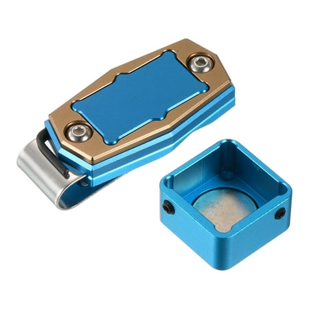 Billiard Magnetic Chalk Holder Pool Snooker Cue Chalk Tip Case with Belt Clip, Blue