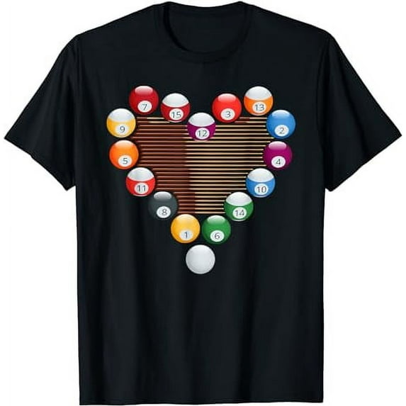 Billiard Pool Ball Love Heart Billiard Player T-Shirt