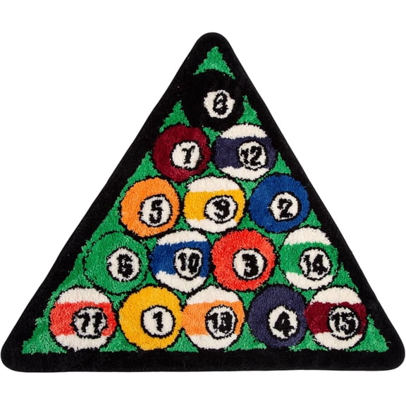 Billiard Pool Ball Rug Triangle Area Carpet Soft Plush Non-Slip Game Room Decor Fun Novelty Mat for Bedroom Living Room Room Gift